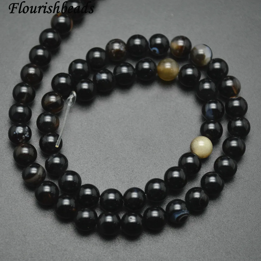 

Banded Black Agate Semi-precious Stone Round Loose Beads 6mm 8mm 10mm