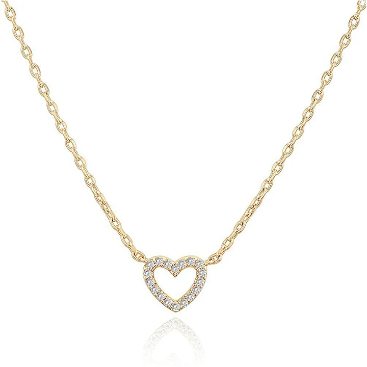 

Trendy Female 14K Gold Plated Choker Necklace Heart Pendant Necklace Gold Necklace for Women, As picture