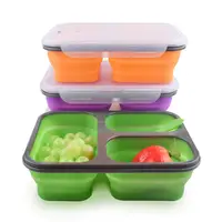 

Student Silicone Lunch Box Portable Sealed Cover Silicone Collapsible Lunch Box Food Storage Container