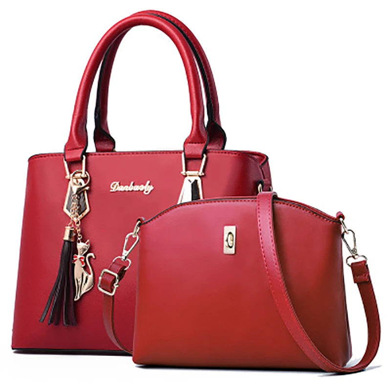 

Fashion unique designer 2pcs shoulder tote purse lady leather shoulder handbag set