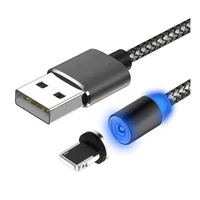 

Magnetic Fast Charging Cable Nylon Braided Metal Magnetic Cable Micro USB LED light 3in1 Usb Magnetic Charger Adapter