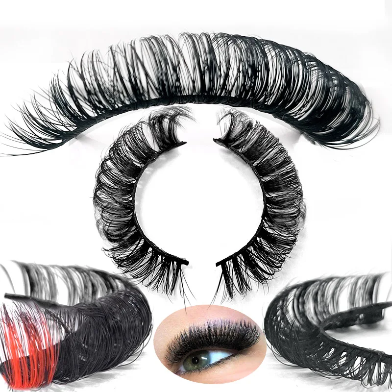 

2022 eyelash extensions d curl strip volume false eyelashes Custom russian strip lashes 3d mink Russian strip eyelashes