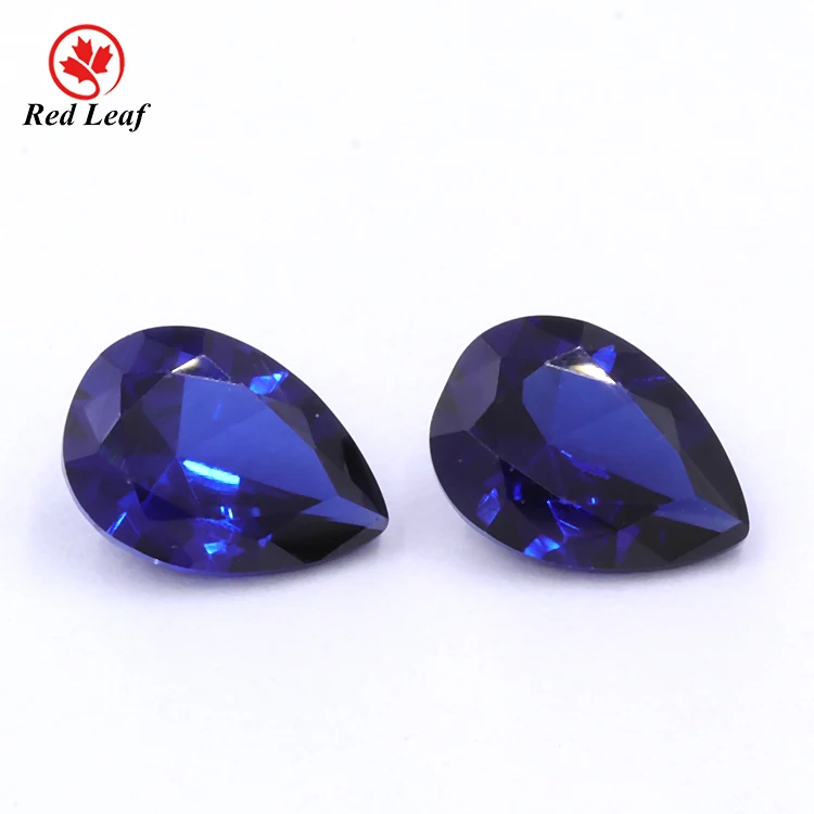 

Redleaf Jewelry 5A Quality Corundum Product Pear Shape Blue Sapphire 34# Synthetic Loose Corundum gems