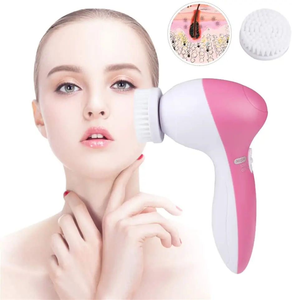 

5 In 1 Facial Cleansing Brush Spin Cleaner Brush Electric Rotating Skin Care Face Brush Facial Massager