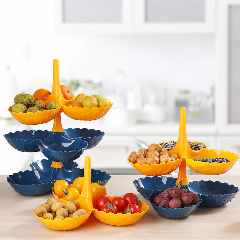 

Creative Desktop Multilayer Stackable Fruit Basket Rotating Dried Fruit Tray Plastic Tray