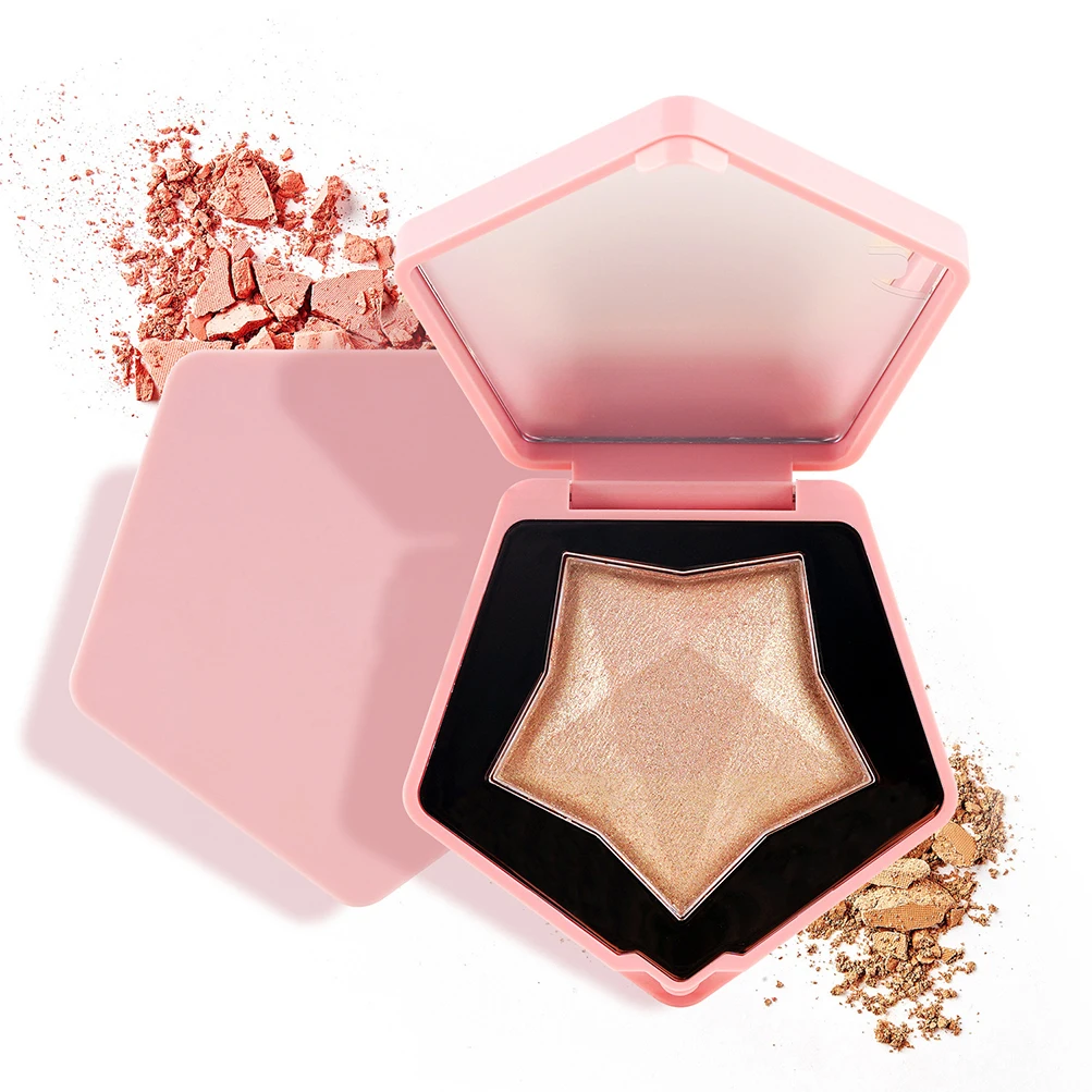 

3 Colors Star Highlighter Powder Private Label Cute Pink Mashed Potatoes Naturally Brighten Skin Tone Delicate and Shiny Bronze