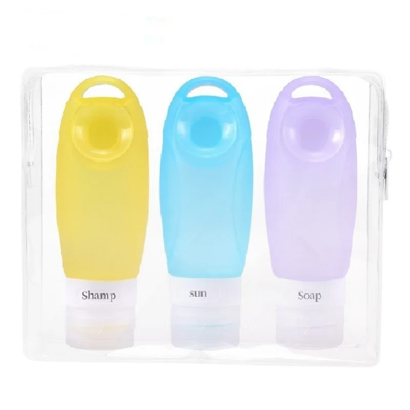 

Silicon Travel Tube Set Travel Shampoo Containers Leak Proof Refillable Silicone Travel Bottle Set, Yellow, blue,purple