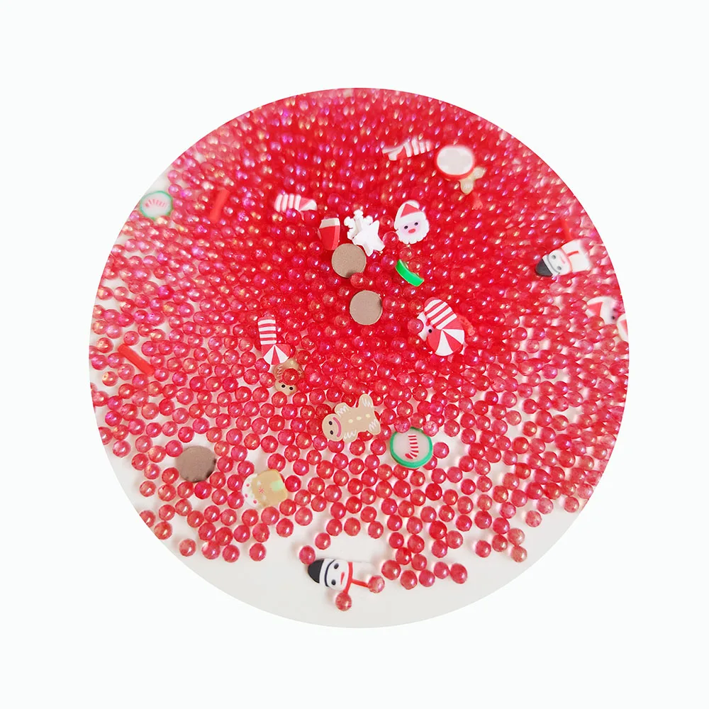 Hot Popular Red Theme Mini Acrylic Beads Christmas Gift Custom Fit in Handmade Making Snow Ball Slime Decor