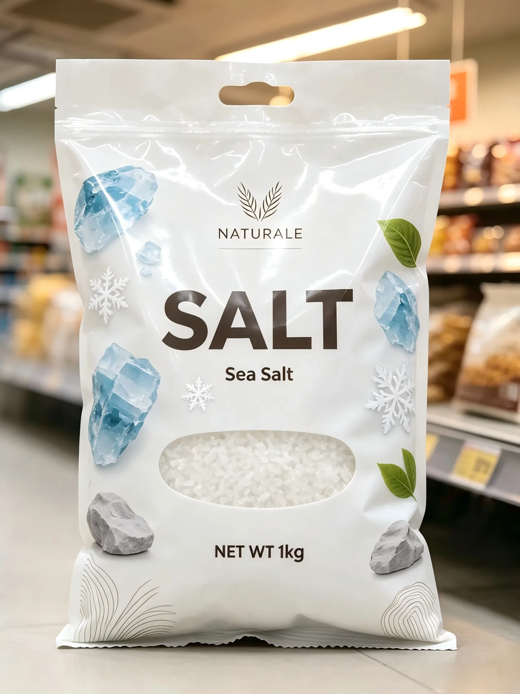 Custom printed salt bag - 1 kg sea salt pouch