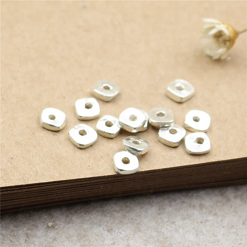 

JS012 hand made 925 Sterling Silver Facet spacer Beads for jewelry making