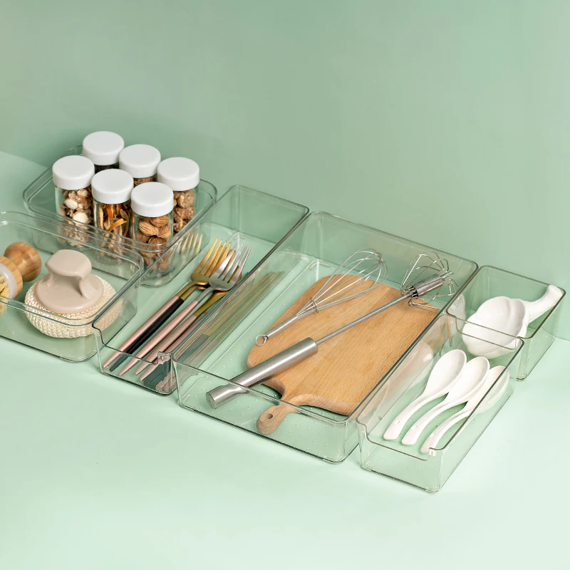 

Transparent drawer tableware storage tabletop organizer