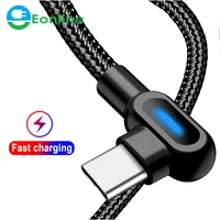 

EONLINE 90 Degree 0.25m 1M 2M Fast Charging Micro USB Type C Cable For Samsung S8 S9 S10 Xiaomi Huawei LG Android Microusb a