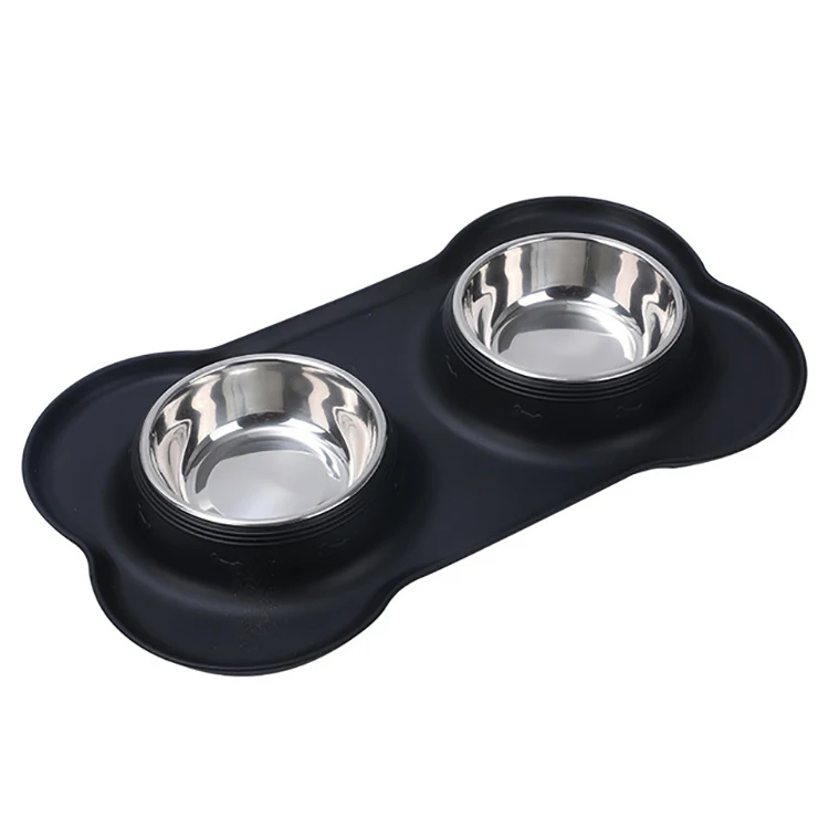 

Eco-friendly Travel Stainless Steel Pet Bowl With Silicone Mat