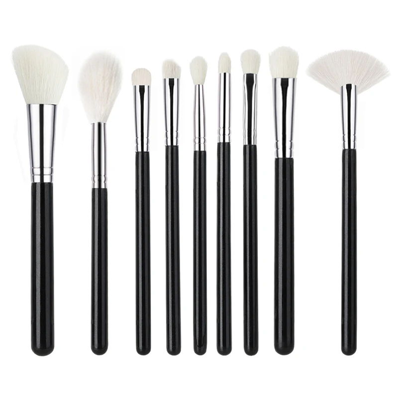 

High Quality private label Highlighter Blush Fan Eyeshadow make up Brush Natural Custom Goat Hair Cosmetic Fluffy Makeup Brush