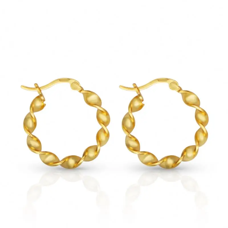 

Chris April fashion In Stock 925 sterling silver Gold Plated Custom Vermeil wavy hoop earring, Yellow gold