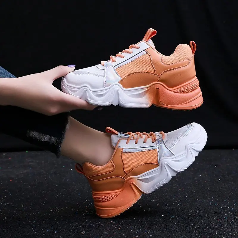 

Woman Fashion Sneakers Platform Chunky Casual Flat Sport Shoes Designers Basket Female 2020autumn Vulcanized Shoes Women Lace-up