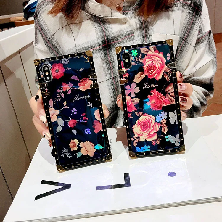 

Fashion Luxury square flower mobile phone case for samsung Galaxy A20s S20 ultra plus Note9 10 A51 A71 phone casing, Multi