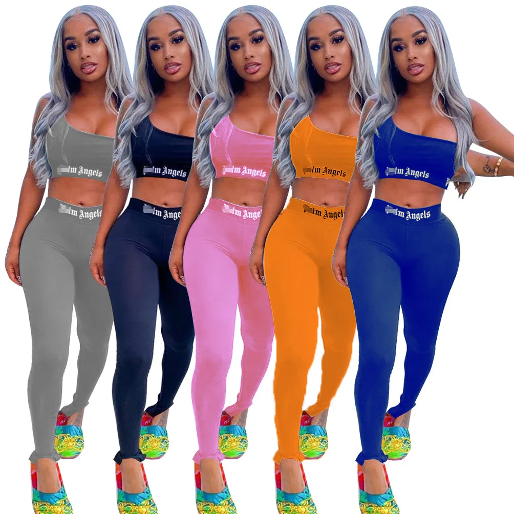 

Women Sports Fitness Two Piece Set Sleeveless Bodycon Sports Two Piece Set, Customized color