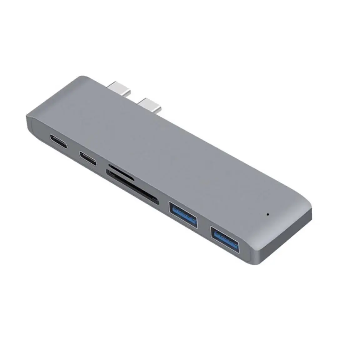 

Vstar USB-C Hub 6 in 1 Type C Hub to USB 3.0 Hub Splitter Adapter Power Port SD/TF Card Reader OTG Combo Converter for Macbook, Siliver/grey