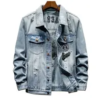 

2019 jackette for men winter wholesale chaquetas hombre ripped motorcycle animals denim jean jaket washed men's jackets