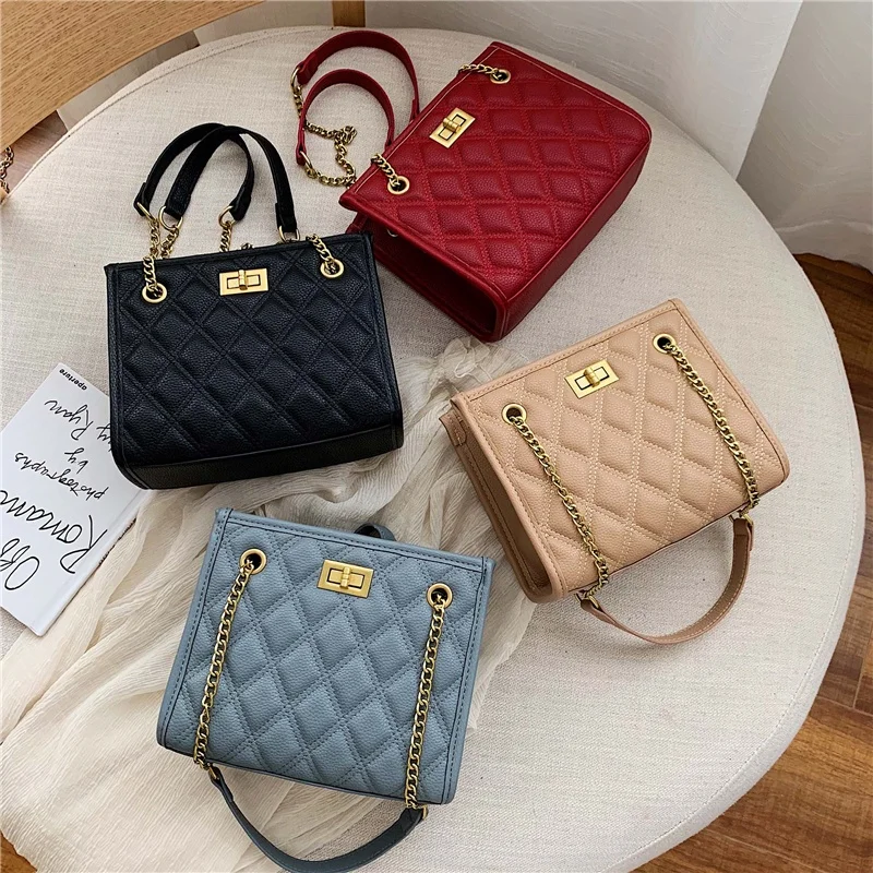 

2021 Popular Designer OL PU Leather Purses Manufacturer Tote Shoulder Bags Women Handbags Luxury Ladies in Bulk, Khaki,red,blue,black