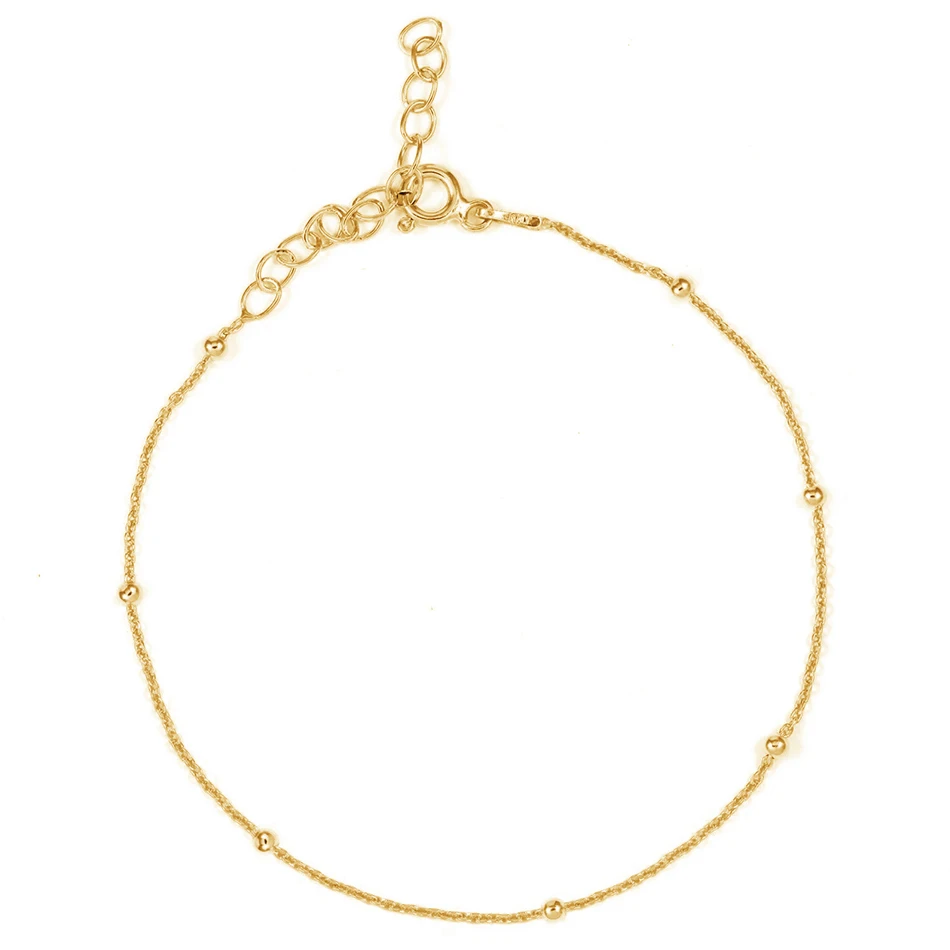 

daily wear plain silver women jewelry 18k gold plated women jewelry 925 sterling silver dots anklet