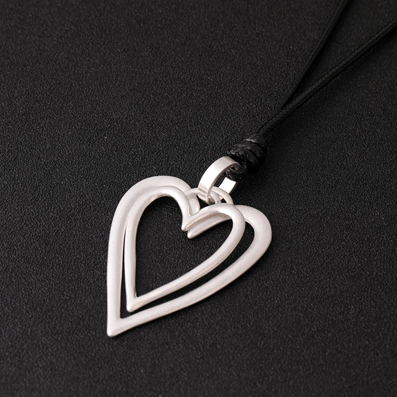 

TongLing necklace alloy double love heart statement pendant choker necklace for women