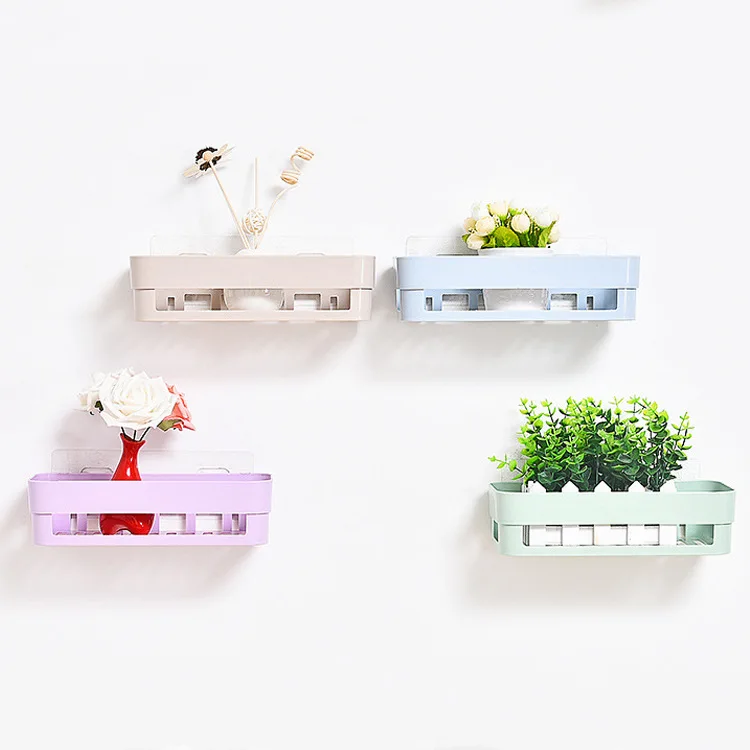 

Nordic Style Basket Bathroom Storage Nail-free Rack Kitchen Bathroom Paste Storage Shelf