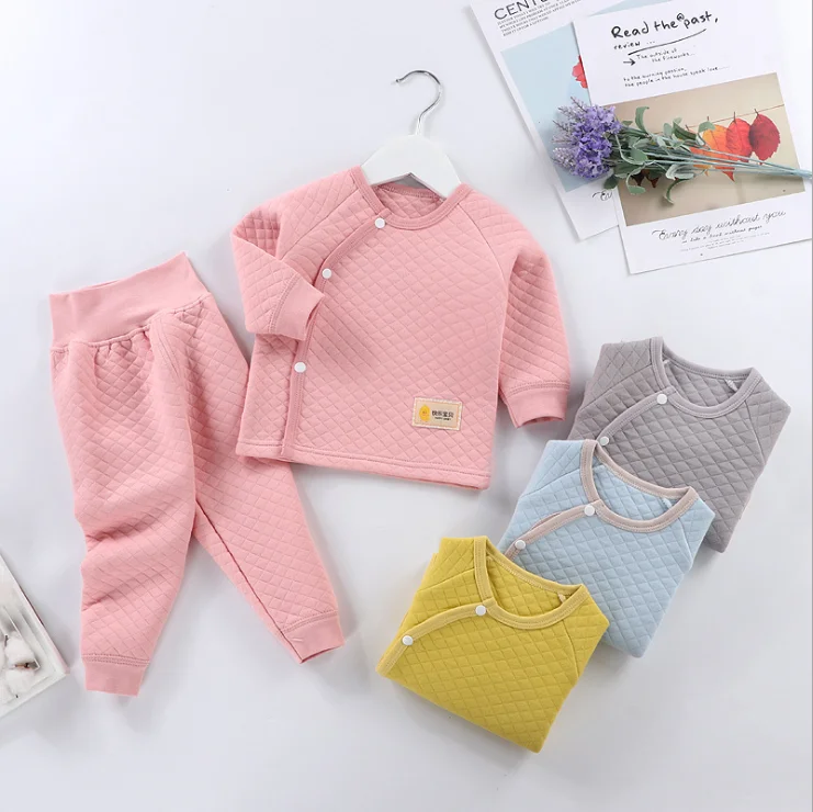 

Winter Baby Thermal Underwear Set Three-Layer Warmth And Thickening Of Cotton Children'S Pajamas