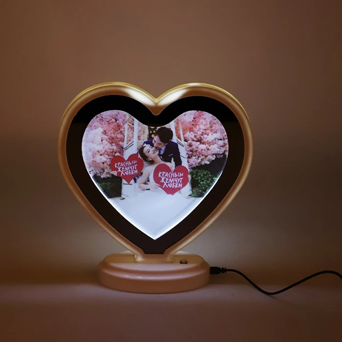 

Led Lights Photo Frame Blanks Heart Magic Mirror Sublimation