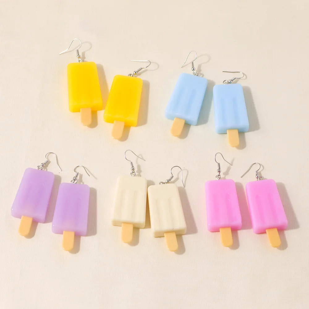 

New Summer simple Cute Ice Cream Long Earrings for women korean Resin Lovely Girls dangle earring 2020 statement fashion Jewelry