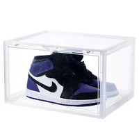 

Drop Front Clear Shoe Storage Box Acrylic Shoe Box Transparent stackable storage box for sneakers display CPSIA approved