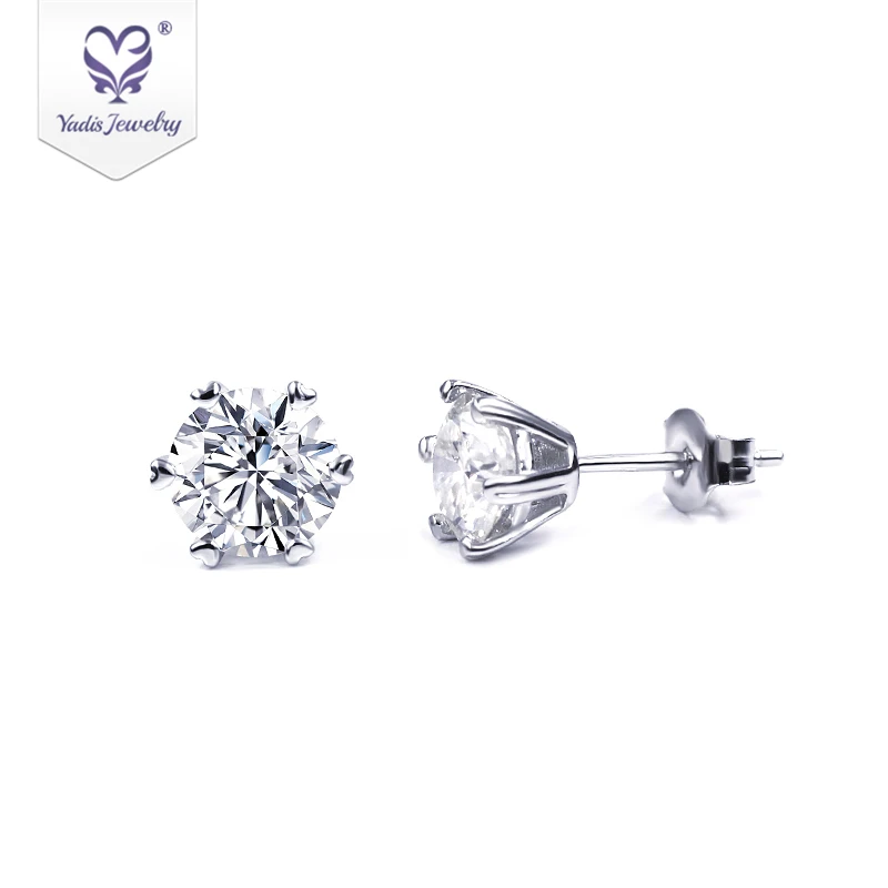 

Tianyu gemstone jewelry 925 sterling silver 5mm moissanite 1ct round stud earrings