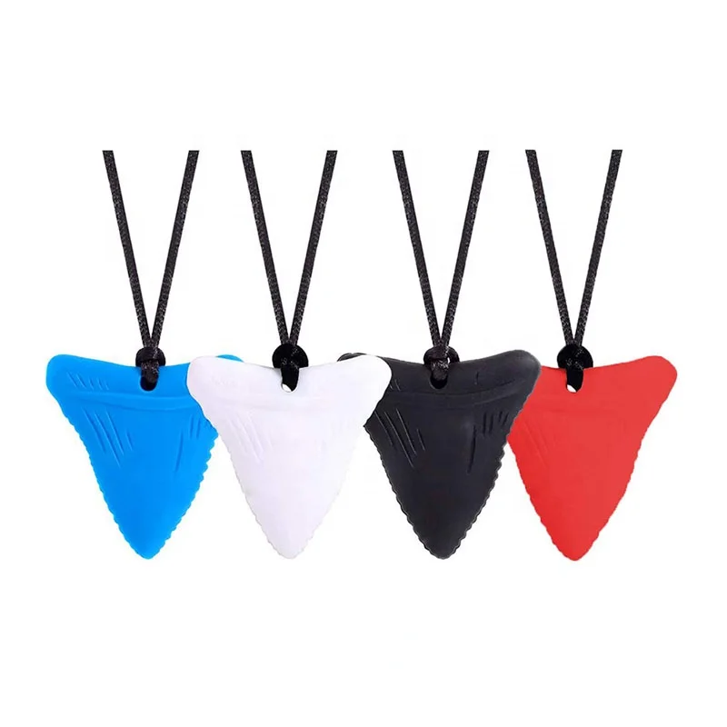 

Amazon hot selling infant Teething toys Unique BPA free Autism Shark Tooth Chew Necklace Sensory chew Necklace for kids