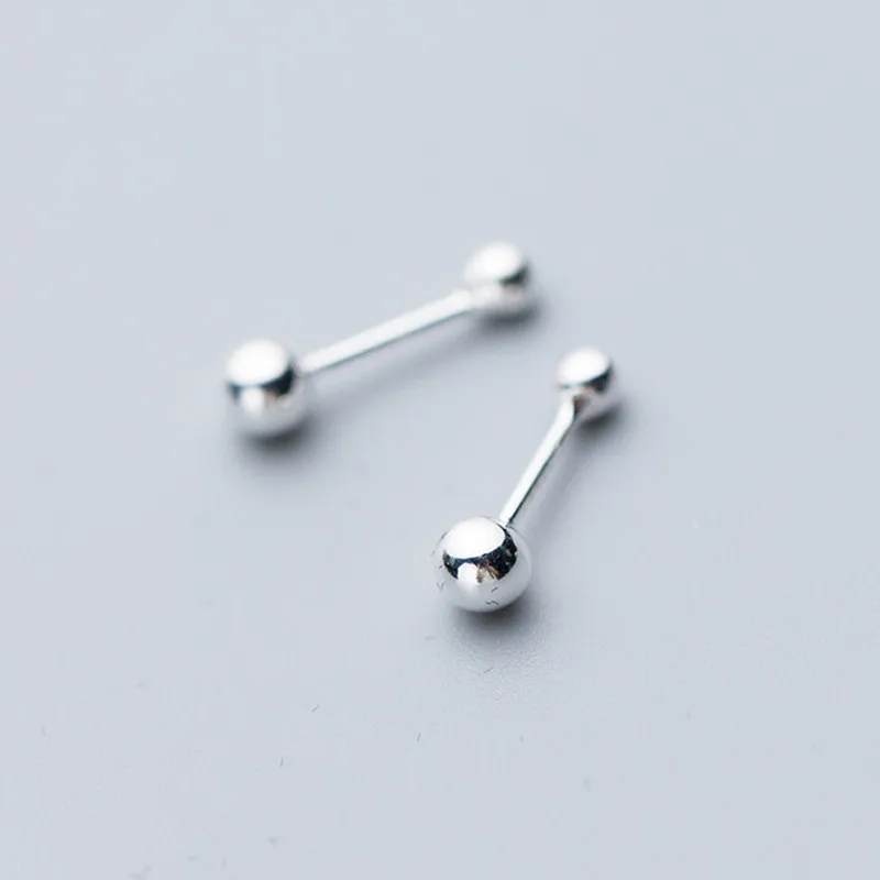 

925 sterling silver delicate minimalist smooth beads stud earrings women party gifts