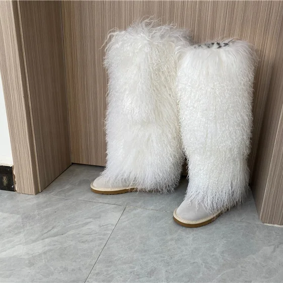 

2020 wholesale fashion winter lamb skin boots long hair sheep mongolian sheep fur boots cover, Many kinds of colors