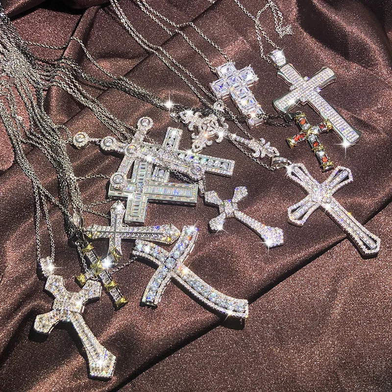 

Manufacturer direct sale Shine KYNL0189-201 Fashionable Jewelry CZ Cross Necklaces 3A Zircon Crucifix Shape Necklaces for women, Silver