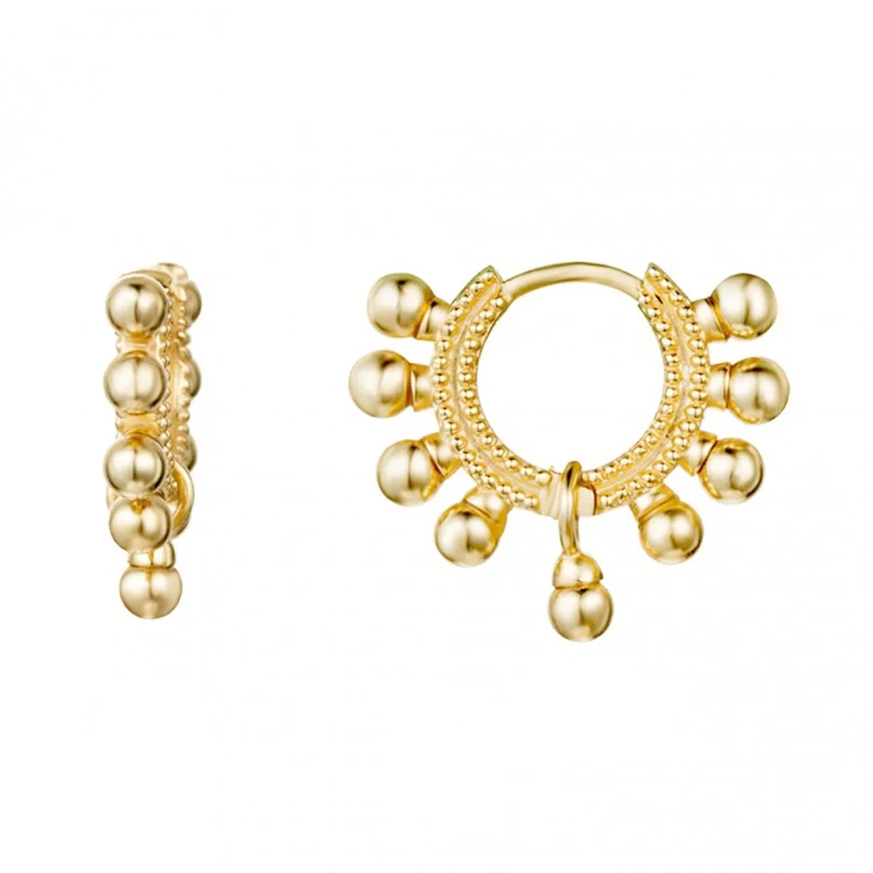 

s925 sterling silver personalized fashion round beads beanie earrings