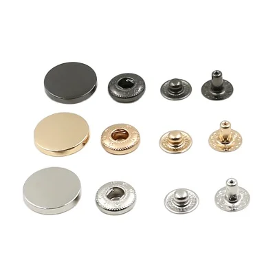 

High Quality Garment Accessories Round 4 Part Custom Spring Metal Snap Button For Clothes, Plating