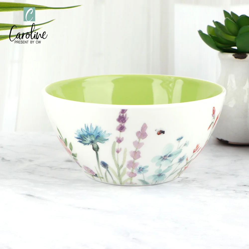 

6'' Porcelain Bowls Round Ceramic Dinner Oatmeal Serving Salad Soups Rice Bowl, Customized color acceptable