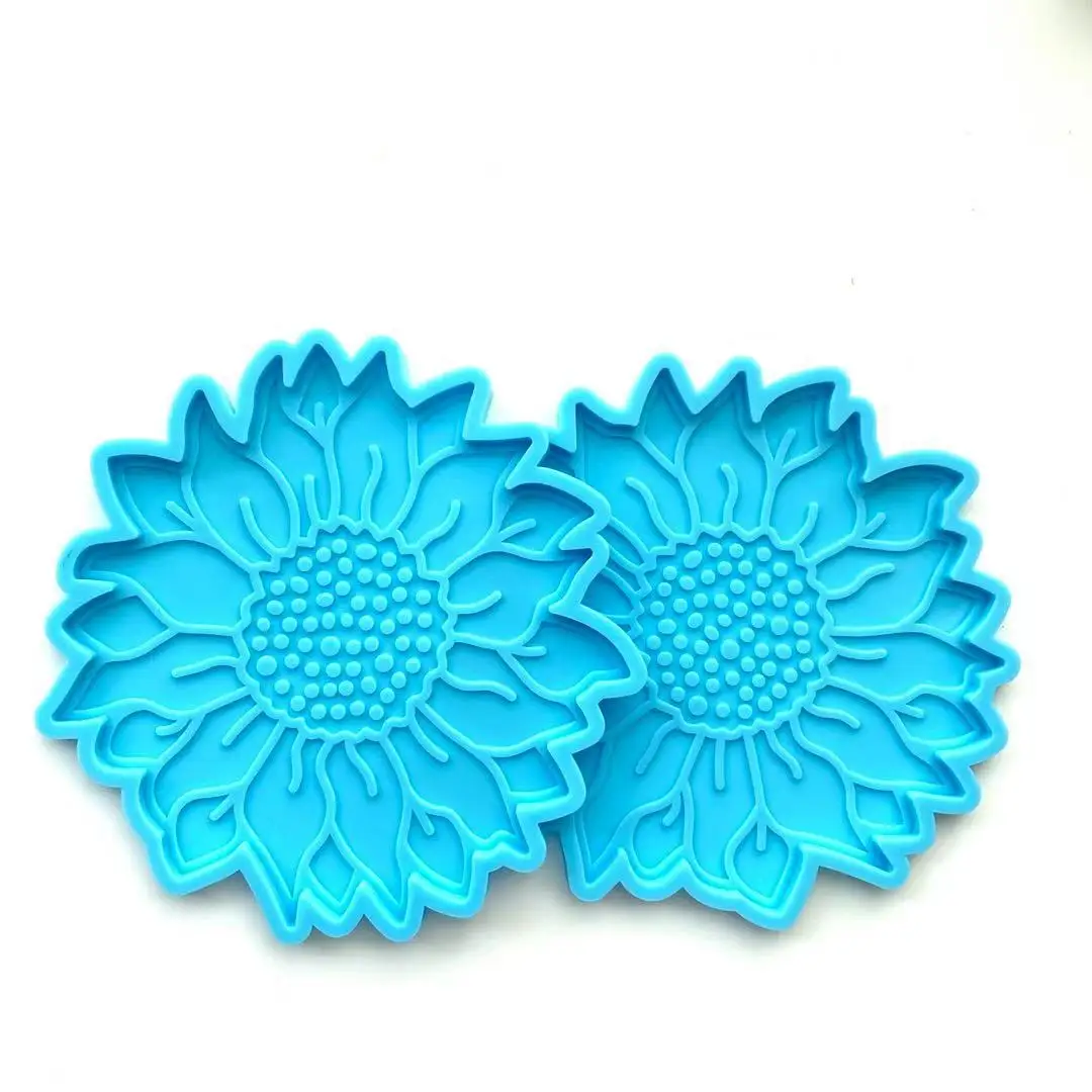 

W024 resin 2 piece combination sunflower coaster silicone mold for Epoxy craft, Stocked or custom