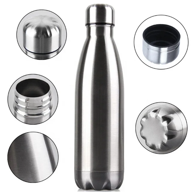 

Wholesale Sports Bottle Double Walled Vacuum Insulated Cola Shape Thermos Flask 500ml Stainless Steel Insulated Water Bottle, Black, white, blue or customized