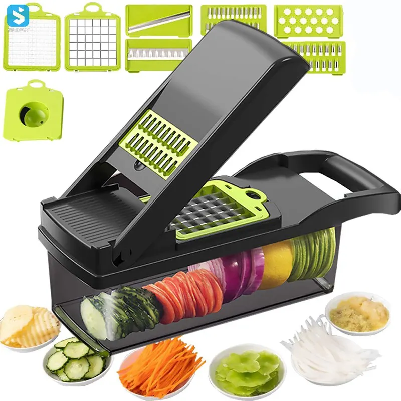 

Kitchen Multifunctional manual mandolin fruit vegetable chopper cutter slicer machine vegetable cutter online, Yellow