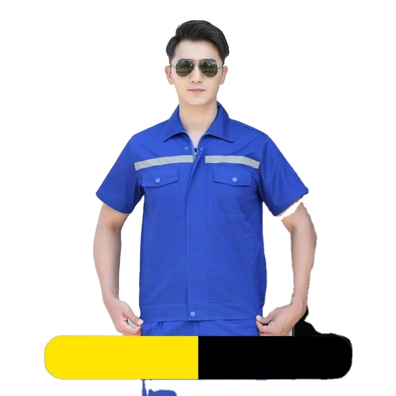 

Worker Overall Factory Work Wear Engineering Short Sleeve Working Uniform Shirt Mechanic Working Clothes, 5 colors