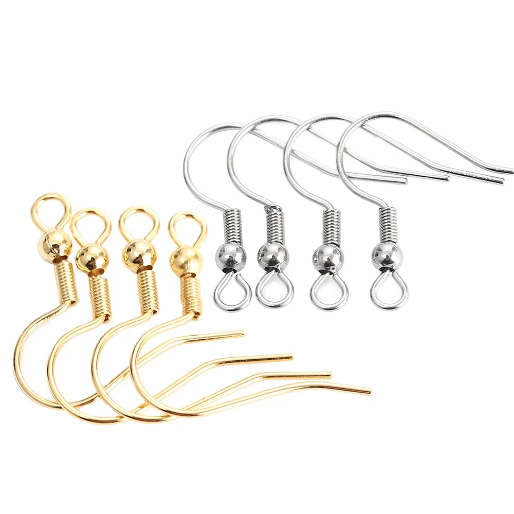 

Gold Plated Spring Ball Dangle Ear Wire Stainless Steel Earring Hooks For Diy Jewelry Making, As picture