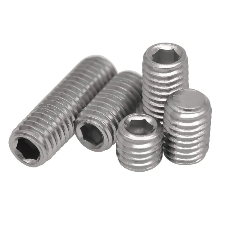 

DIN916 Flat Set Screw 304 Stainless Steel Inner Hexagon Socket Set Screws With Flat Point Headless Grub Screw