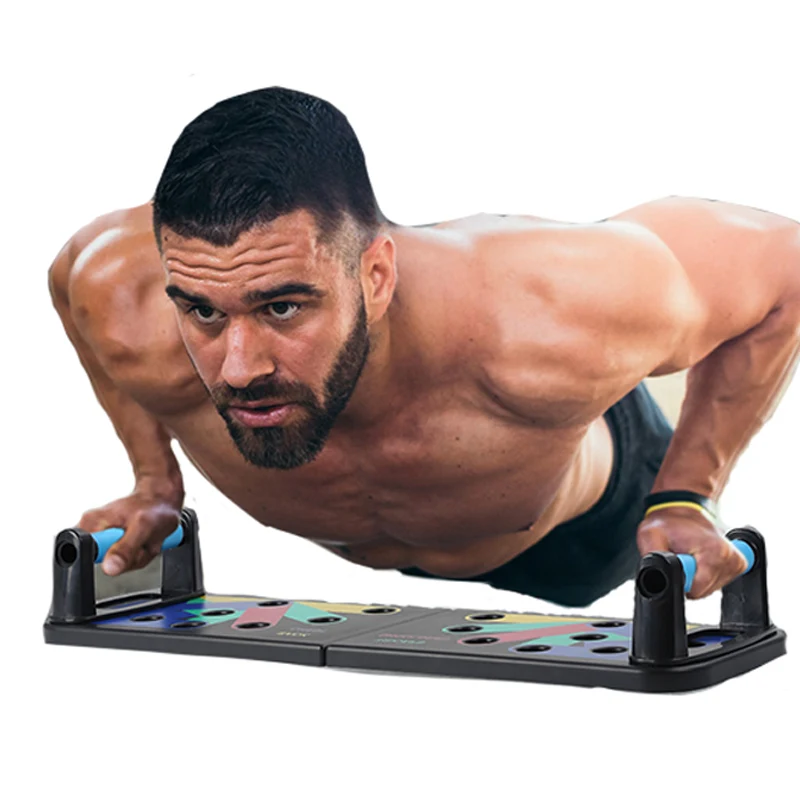 

2021 Agreat Gym Multi-functional Foldable Push-up Board Muscle Training Power Press Push Up Board 9 in 1 Push Up Rack Board