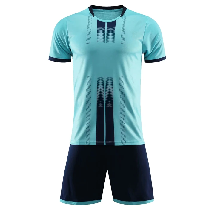 

Custom Thai Quality Kids Football Uniforms Sky Blue Design Wholesale Breathable Sublimation Soccer Jersey Kit, Custom color