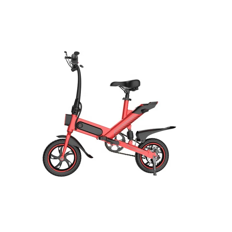 

48v 7.5ah lithium battery 350w 12" ebike mini electric bike folding bicycle, Black red white