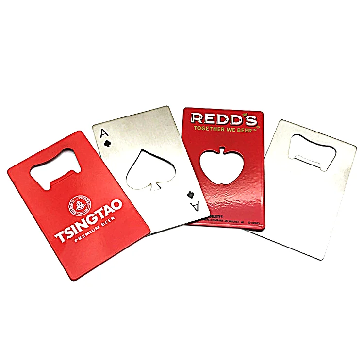 

Unique design and lightweight custom stainless steel card beer metals Christmas bottle opener with printed logo